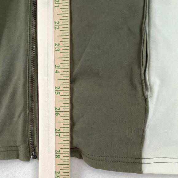 Chico's Weekends Jacket Size XL Olive Green White Color Block Pockets Stretch - Picture 8 of 9